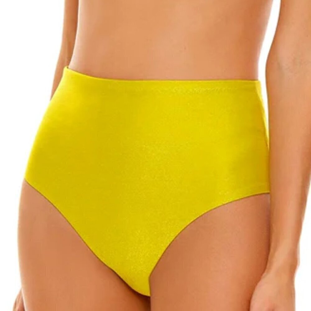 Agua Bendita Alicia Praia bikini bottom gold metallic glitter yellow swim new 3X